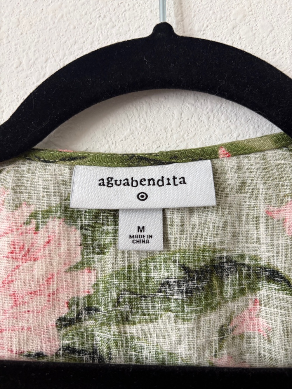 Agua Bendita x Target Peony Floral Tie Front Crop Top M Linen Blend - Picture 4 of 5